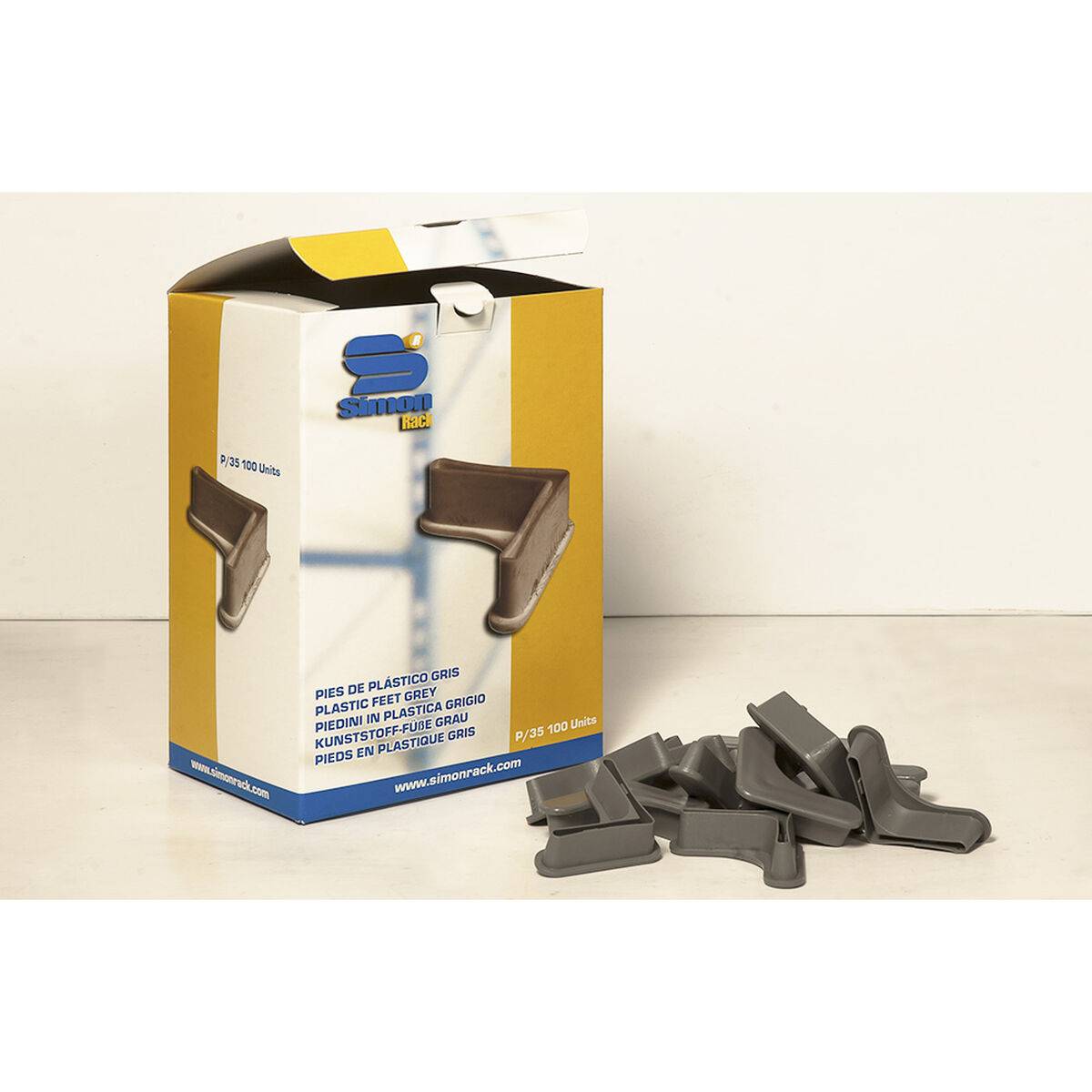 Pies Simon Rack Gris ABS Cuadrada (100 Unidades)