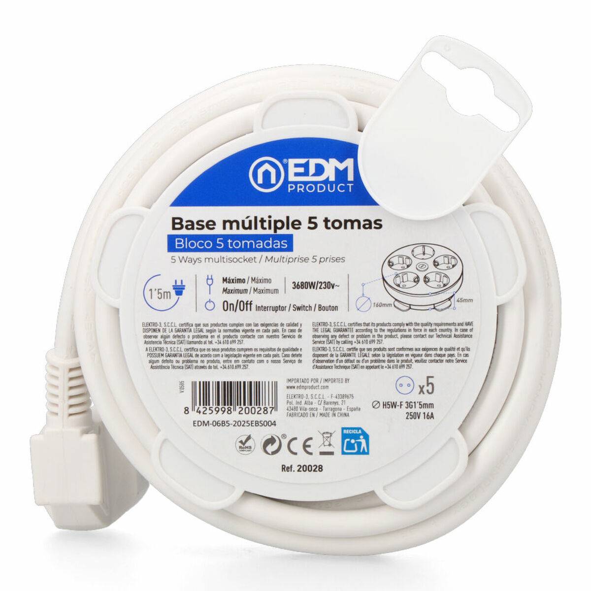 Regleta EDM 20028 Blanco 3680 W (1,5 m)