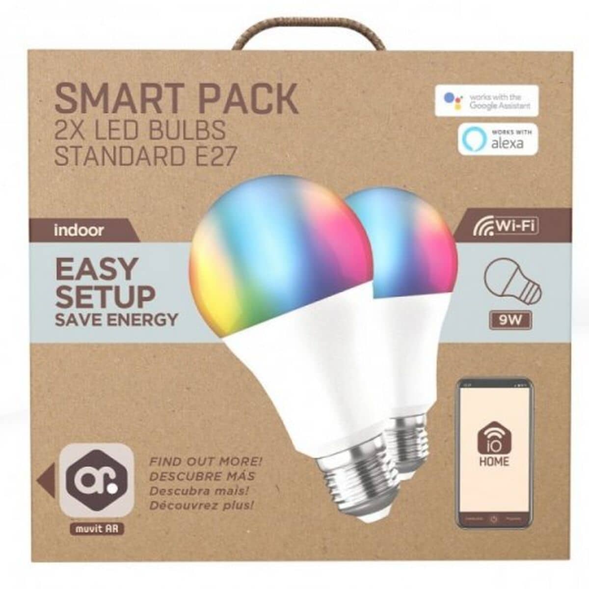 muvit iO pack 2 Bombillas A60, E27 800lm, 9W, RGB+CCT, D60* H118