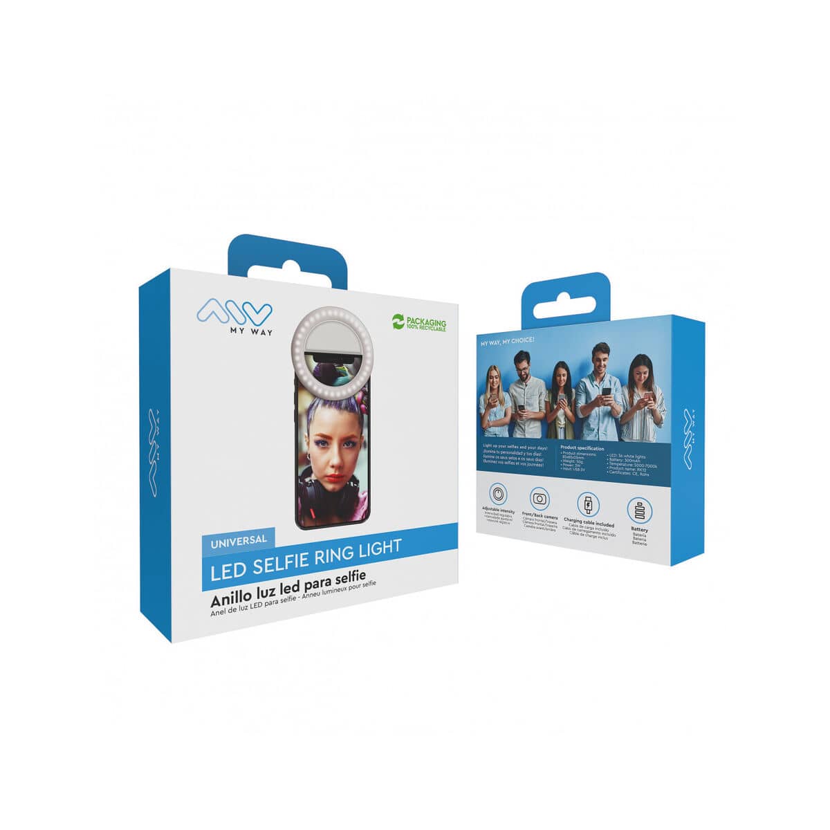 myway aro de luz led compatible con selfies blanco