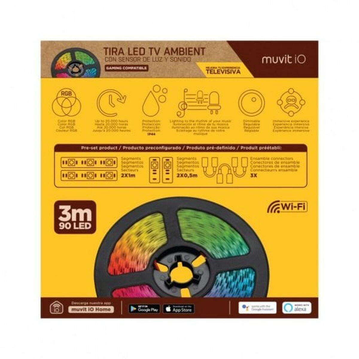 muvit iO Tira LED USB WiFi TV RGB 3m con sensor ambiental y de sonido