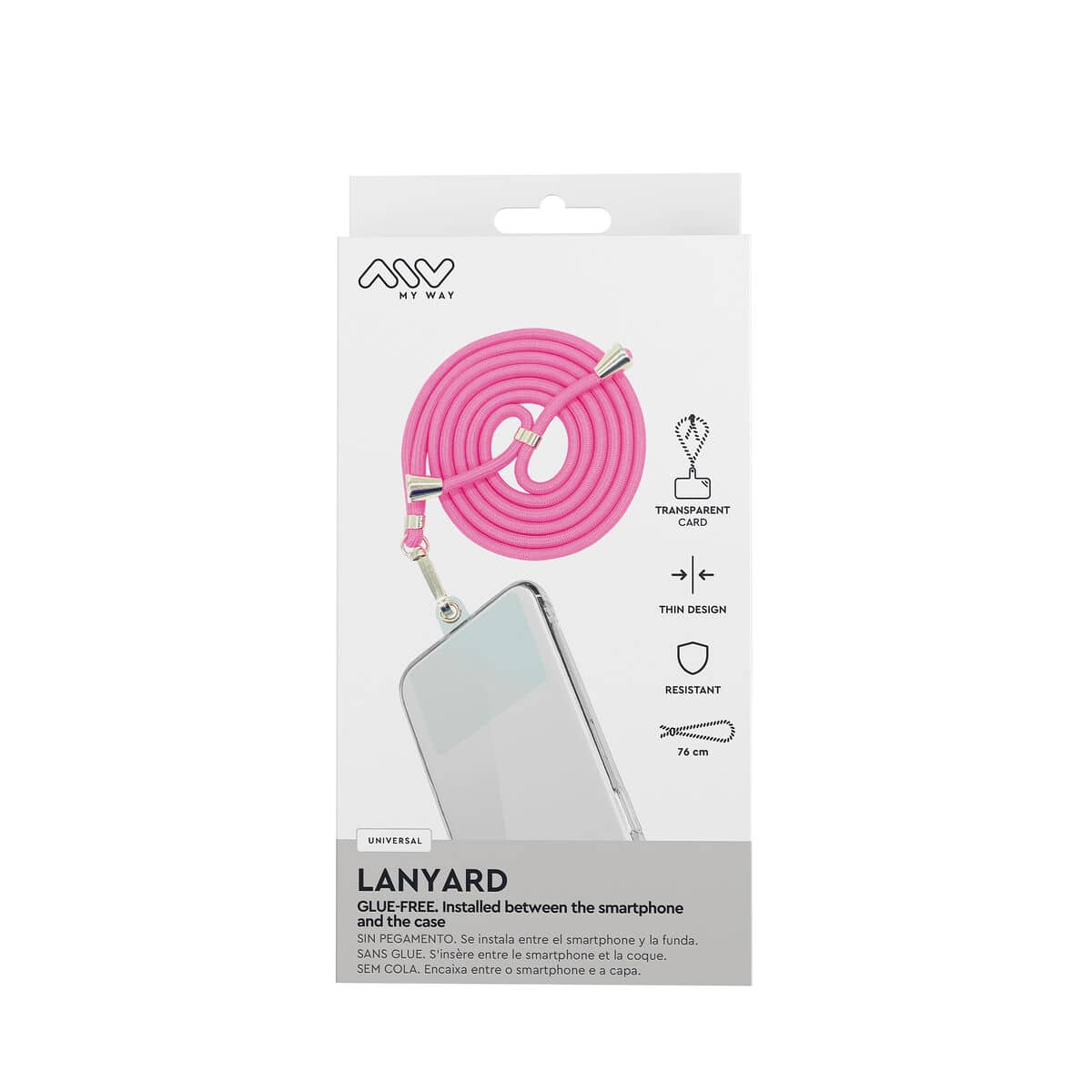 myway colgante universal para fundas cordón rosa