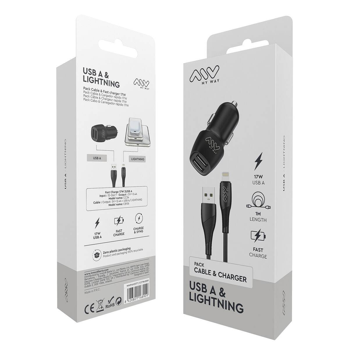 Cargador de Coche Myway Negro