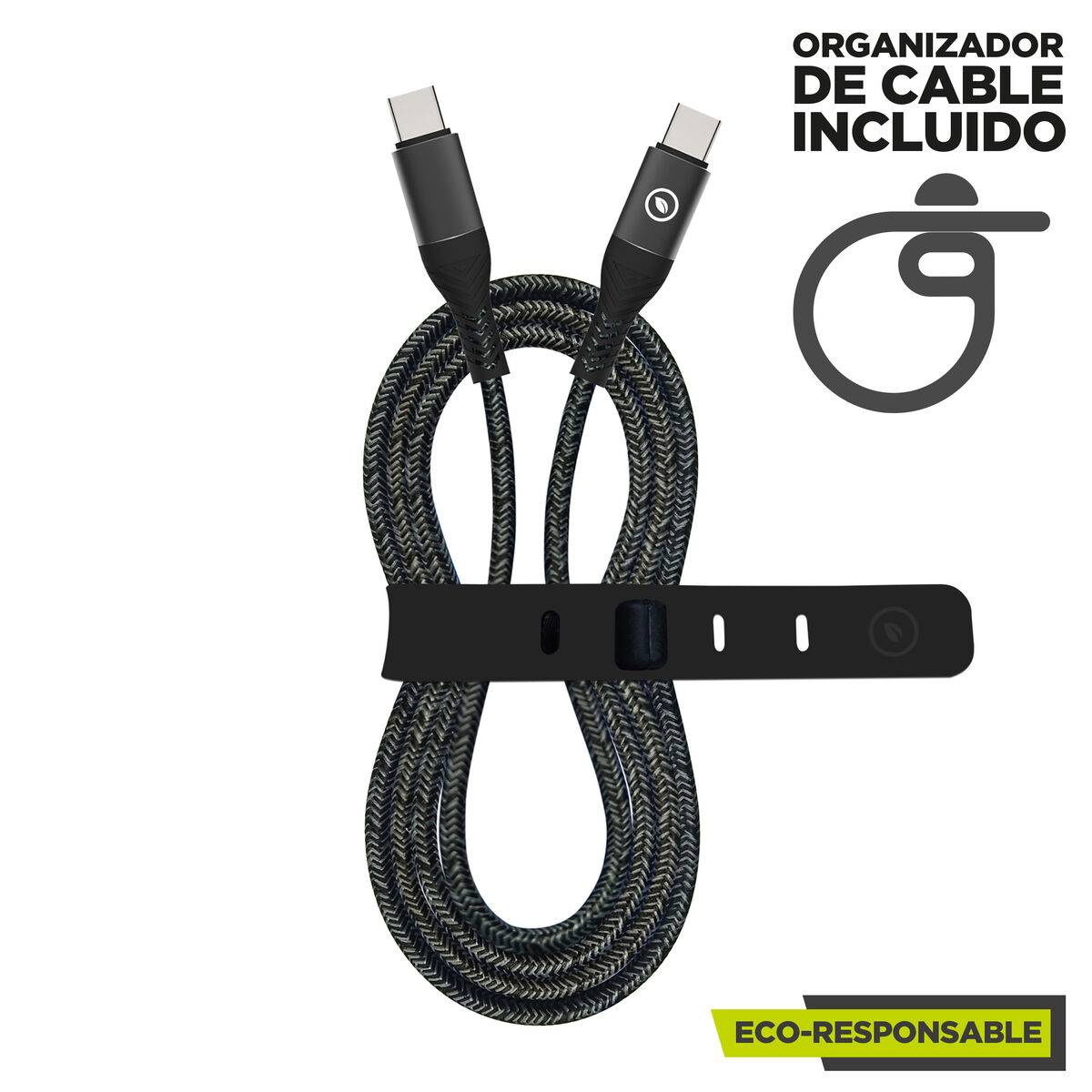 muvit for change cable Tipo C a Tipo C 5A/100W 1.2m resistente negro