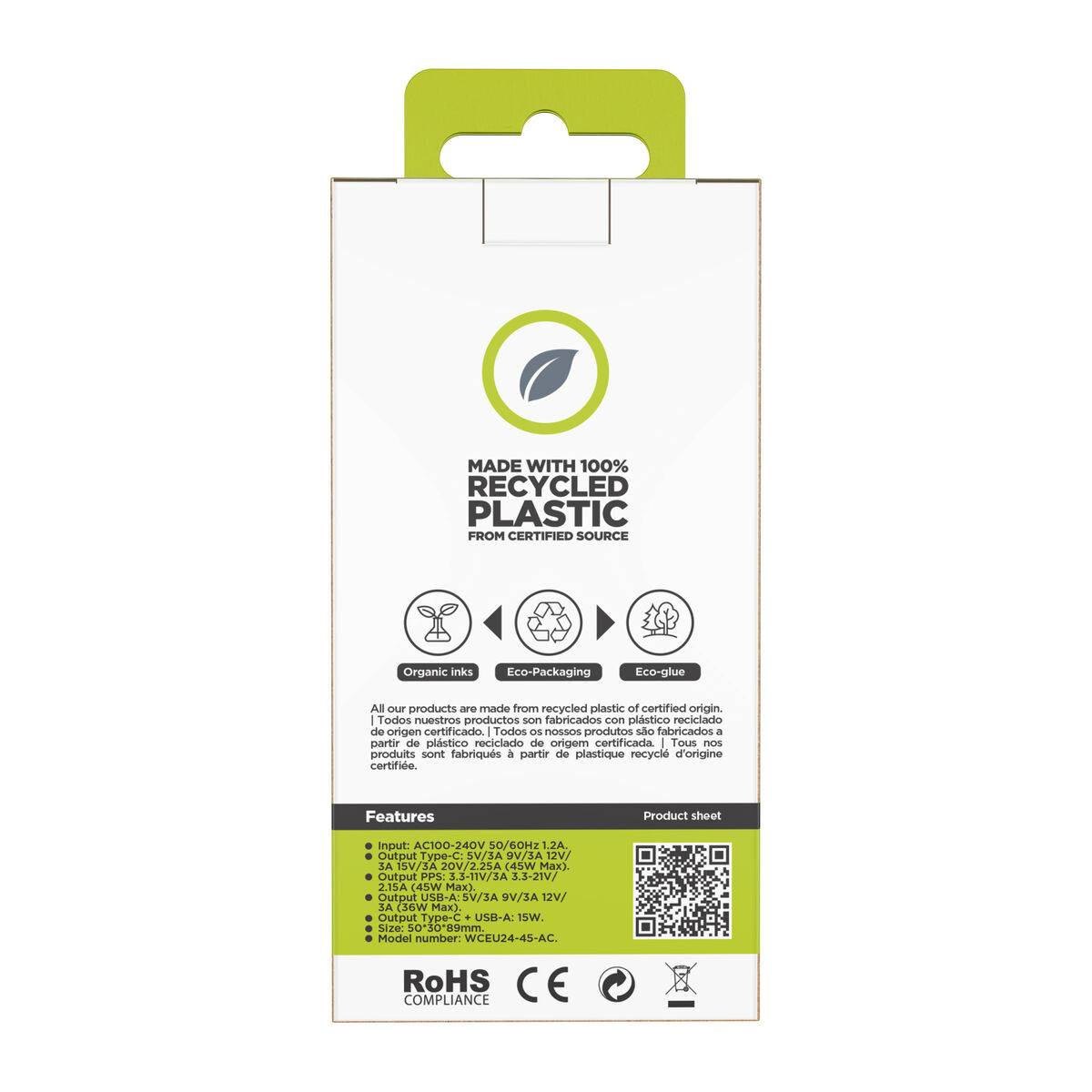 Cargador de Pared Muvit for Change WCEU24-45-AC Magenta 45 W