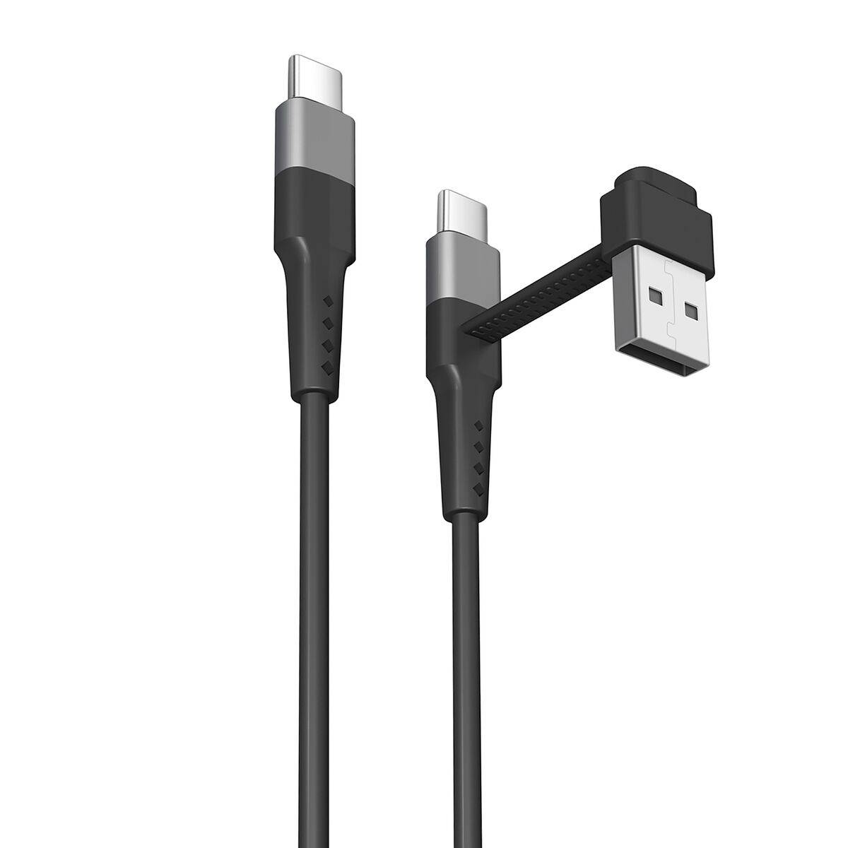 muvit for change cable Tipo C + Tipo A a Tipo C 3A 15w 0,2m negro