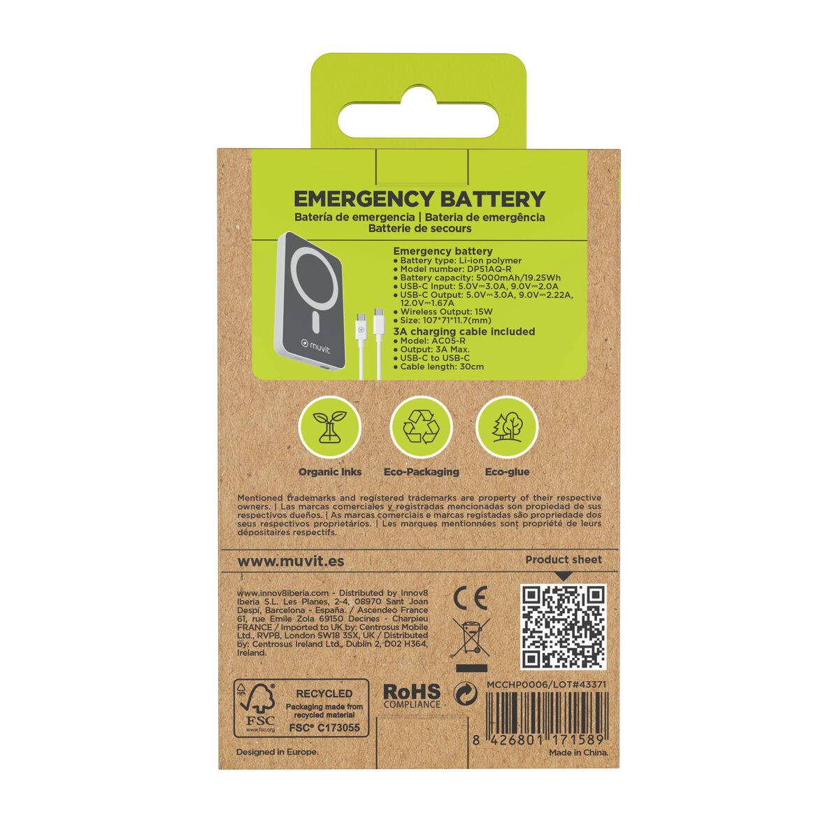 Powerbank Muvit for Change DP51AQ-R Blanco 5000 mAh