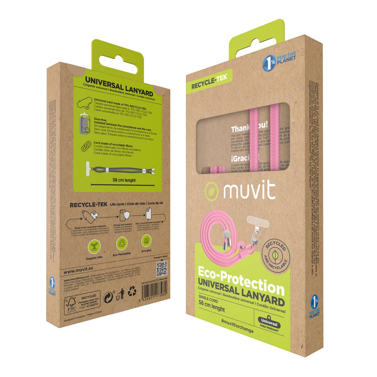 Cordón para Teléfono Móvil Muvit for Change Rosa
