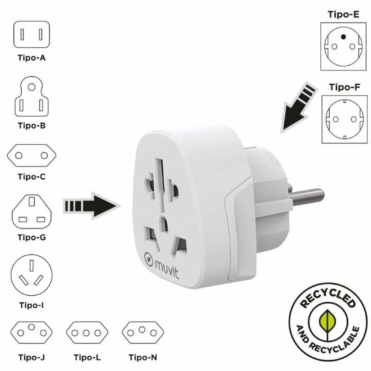 Base de enchufe Muvit For Change MCADP0007 Blanco Superficie