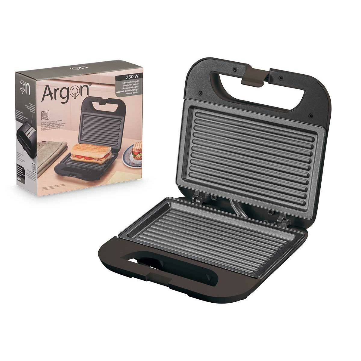 Sandwichera Argon Negro Acero 750 W