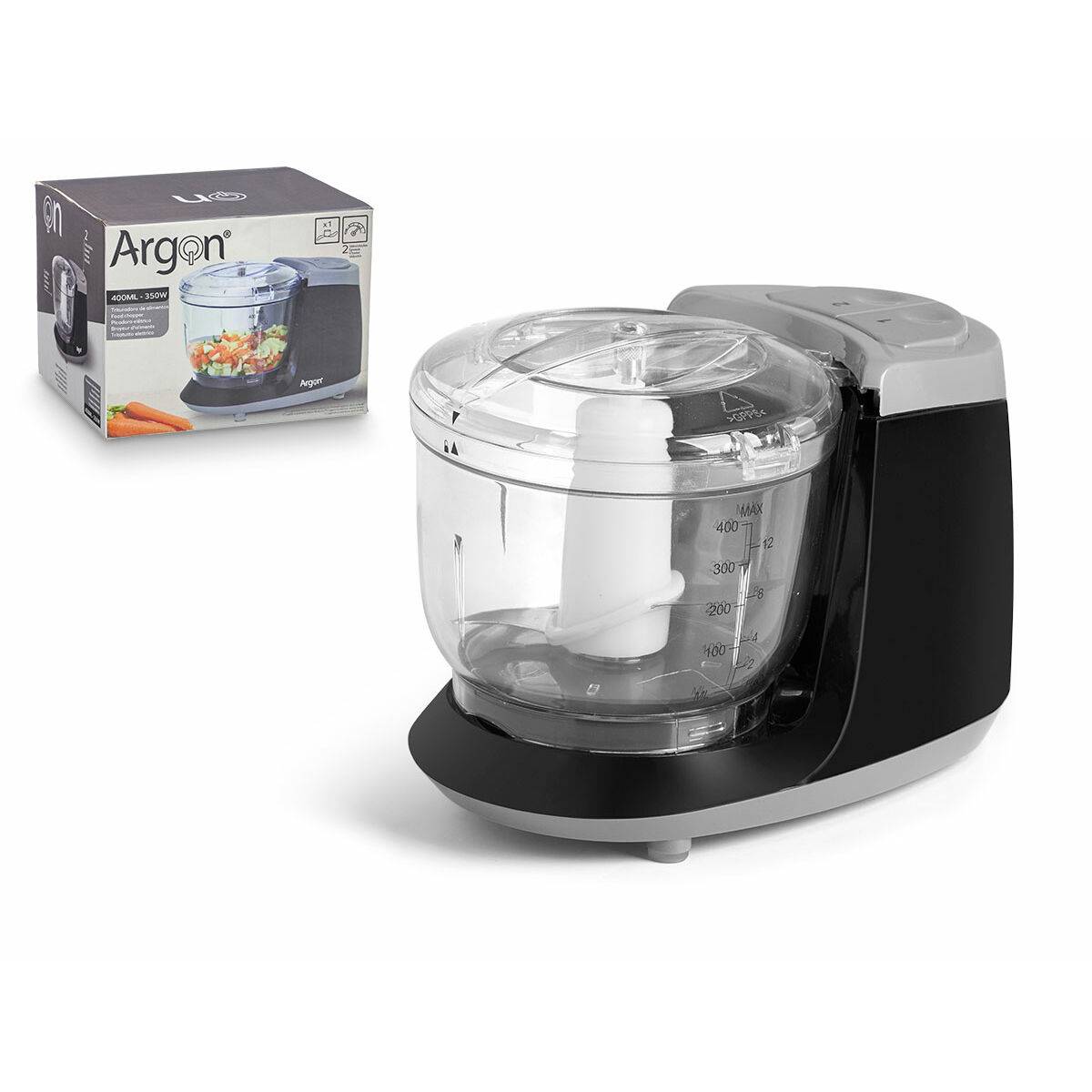 Picadora Argon Negro Gris Transparente Plateado Acero Inoxidable Plástico 400 ml 350 W