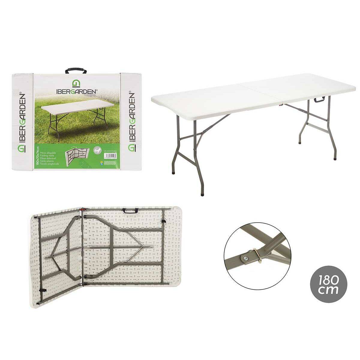 Mesa Plegable Ibergarden Blanco Gris 180 x 70 x 174 cm