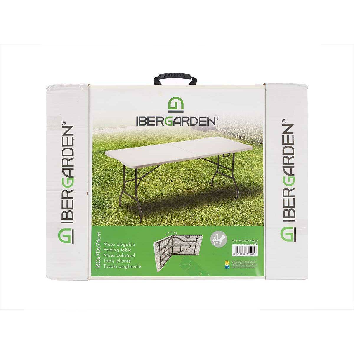 Mesa Plegable Ibergarden Blanco Gris 180 x 70 x 174 cm