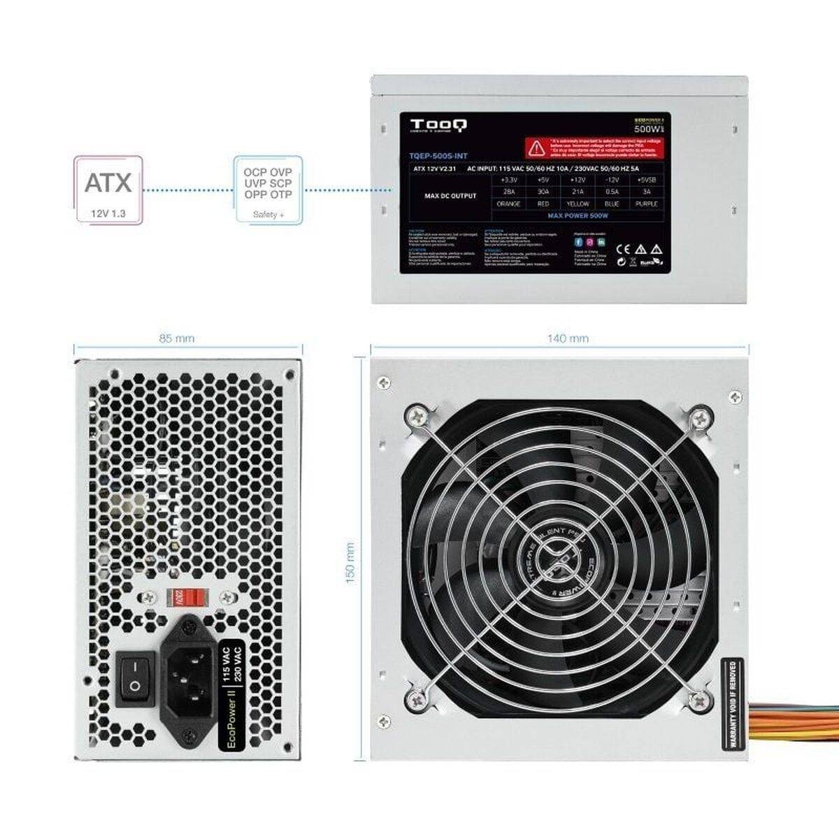 Fuente de Alimentación TooQ TQEP-500S-INT ATX 500 W RoHS