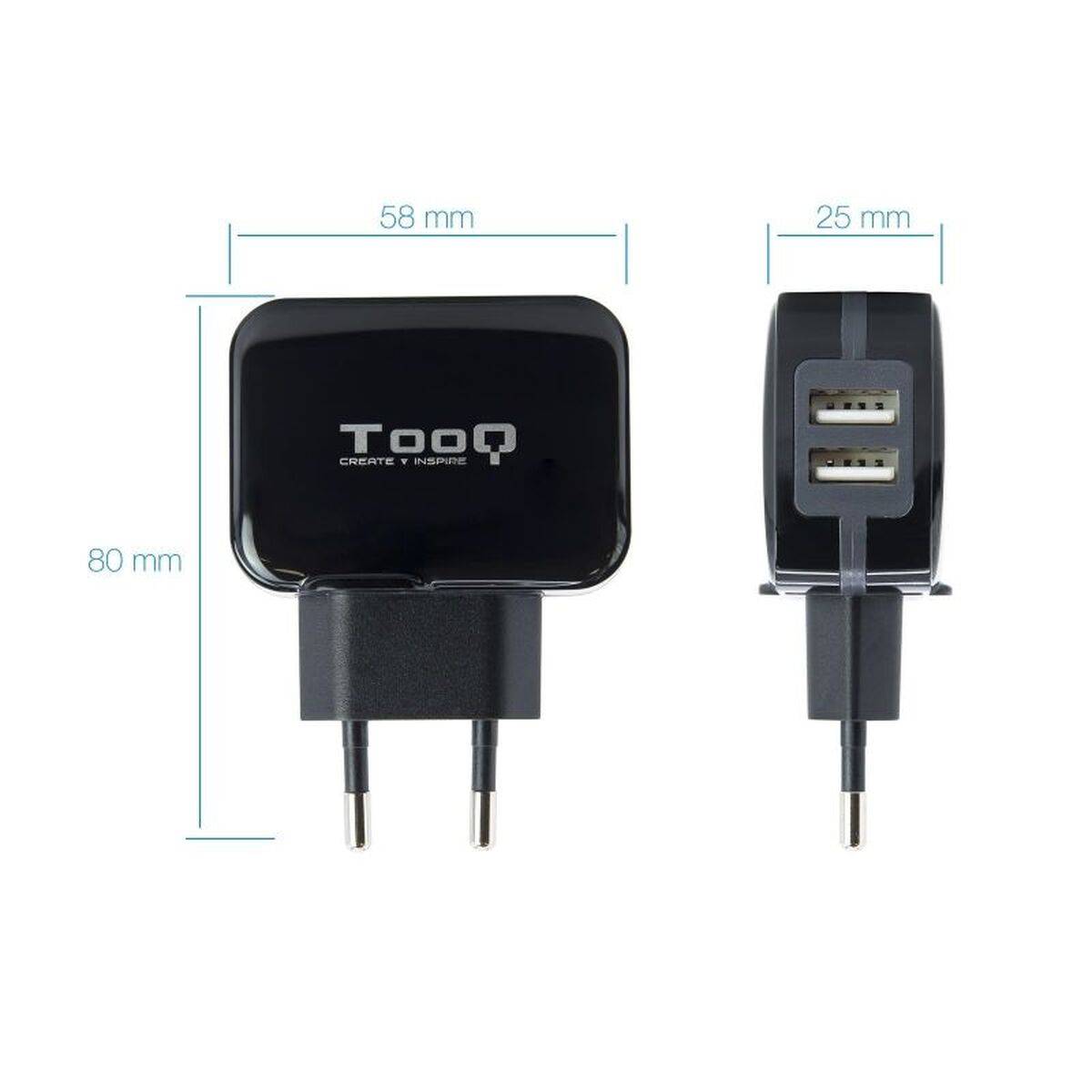 Cargador de Pared TooQ TQWC-1S02 Negro 17 W