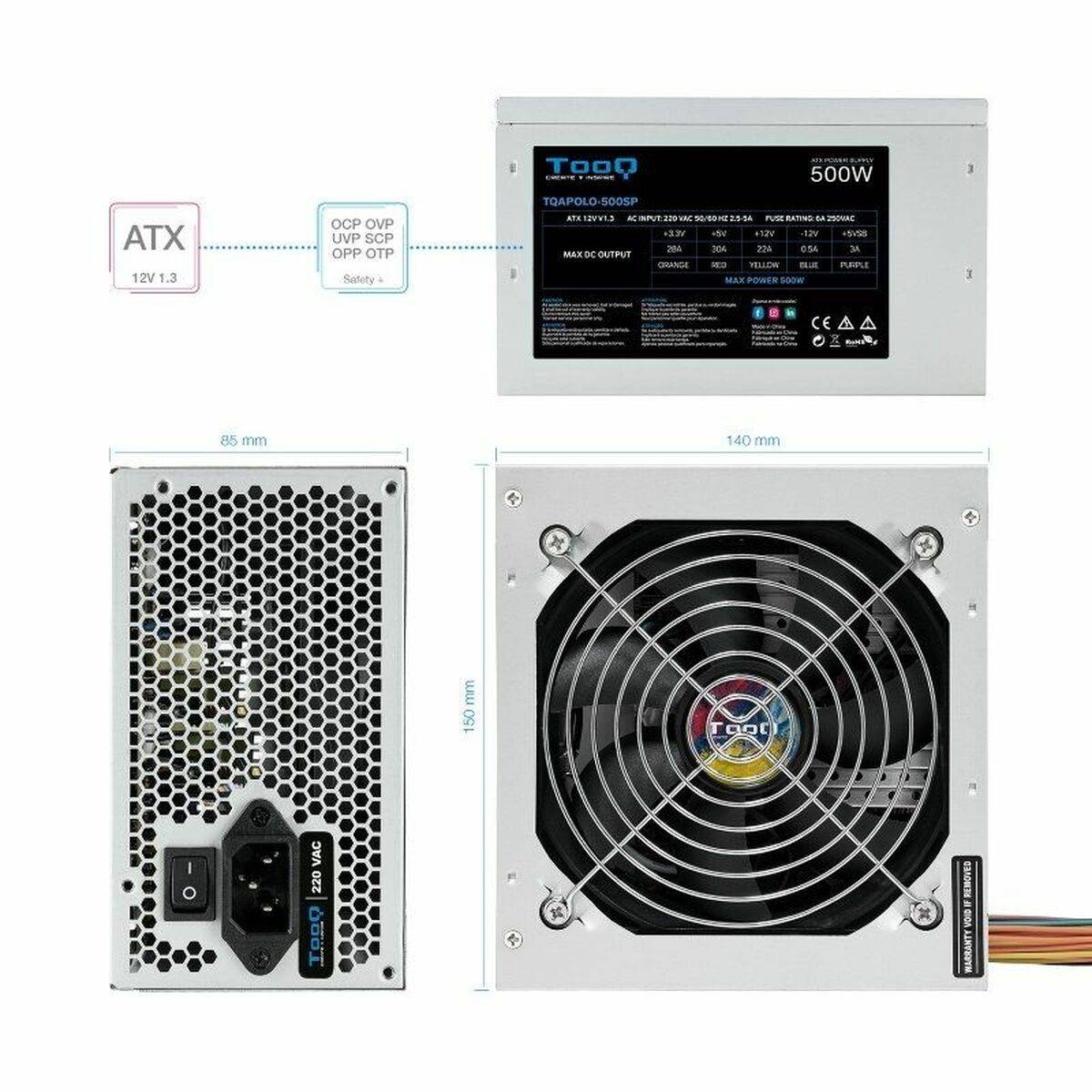 Fuente de Alimentación TooQ TQAPOLO-500SP ATX 500 W