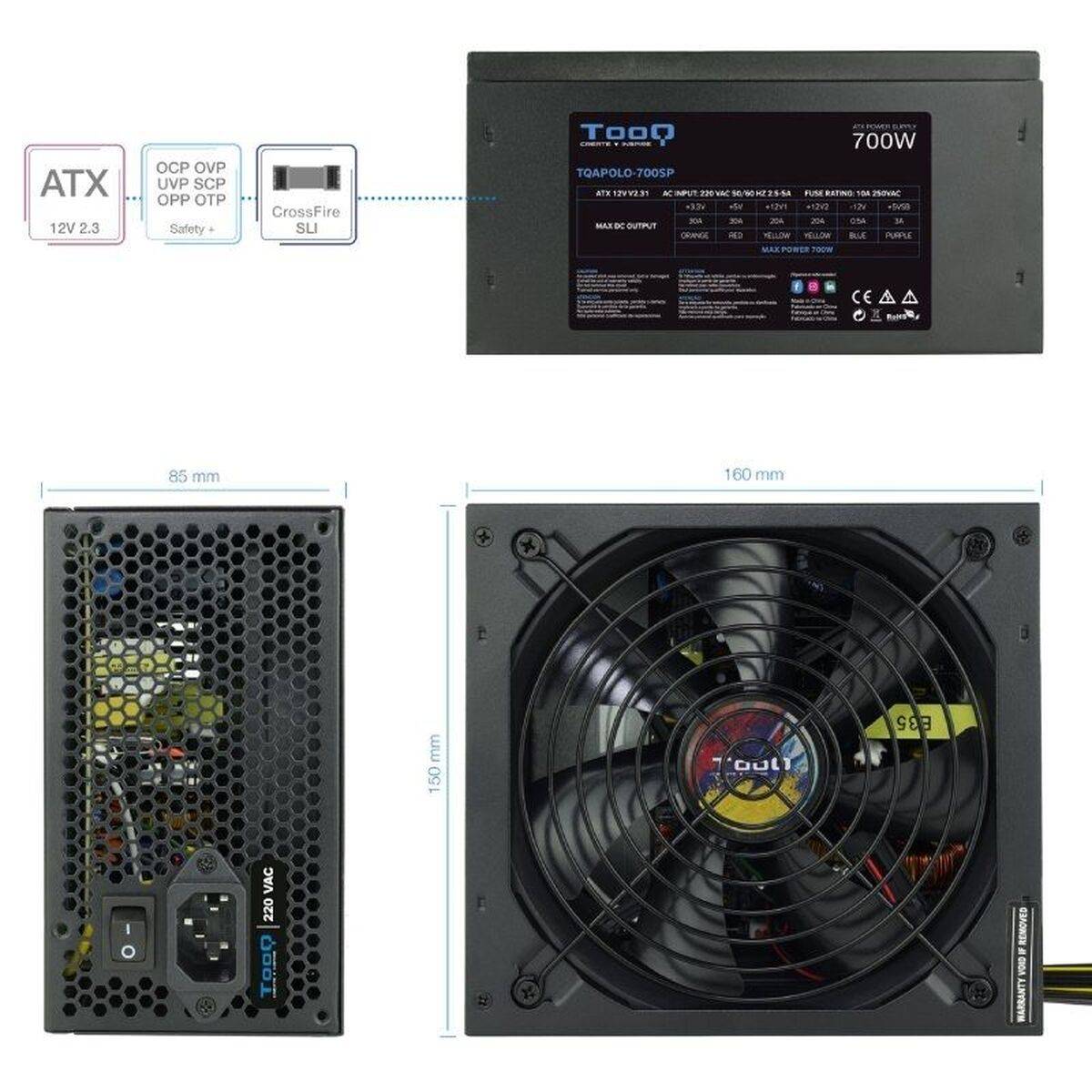 Fuente de Alimentación TooQ TQAPOLO-700SP 700 W CE - RoHS