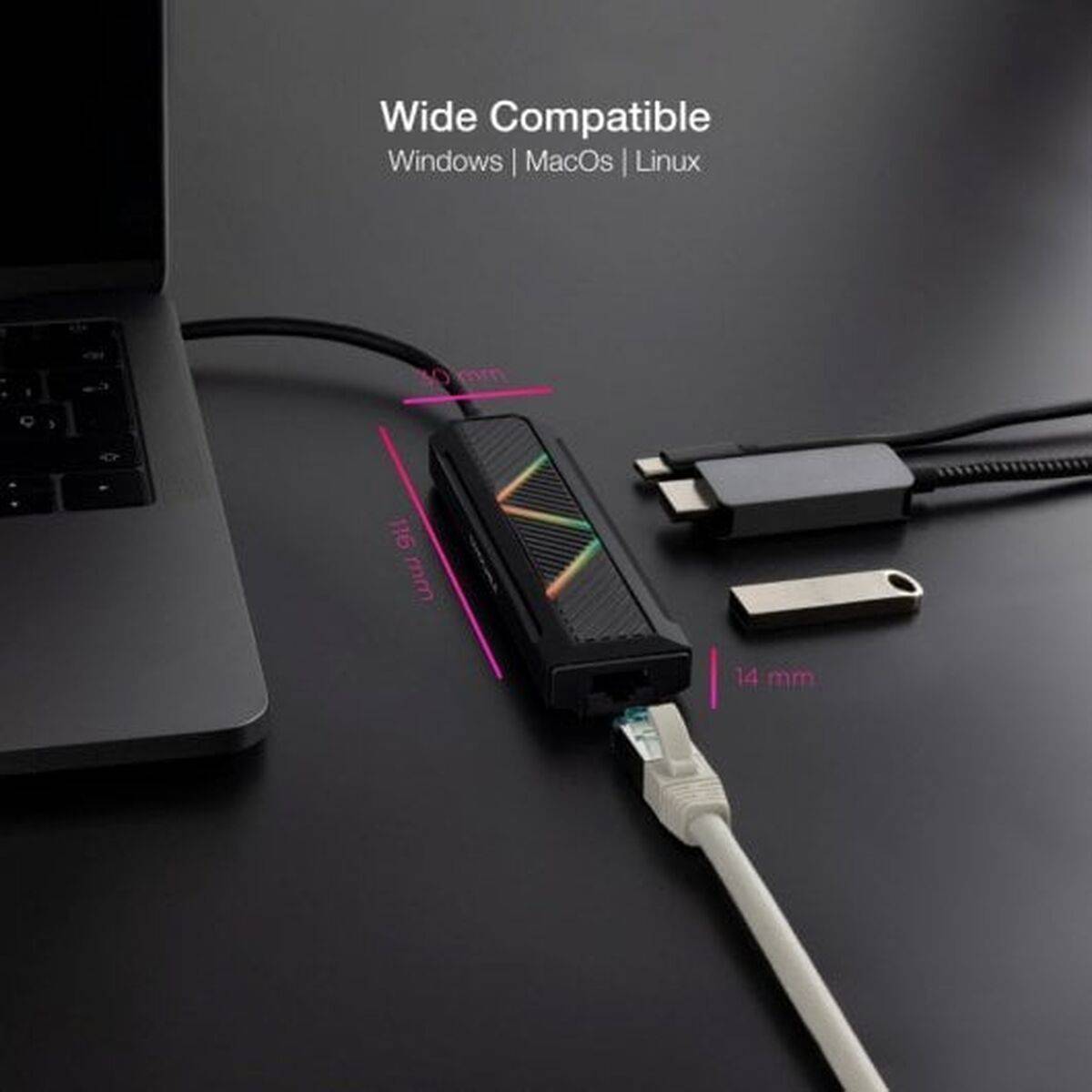 Hub USB-C NANOCABLE 10.16.0501 Negro 100 W