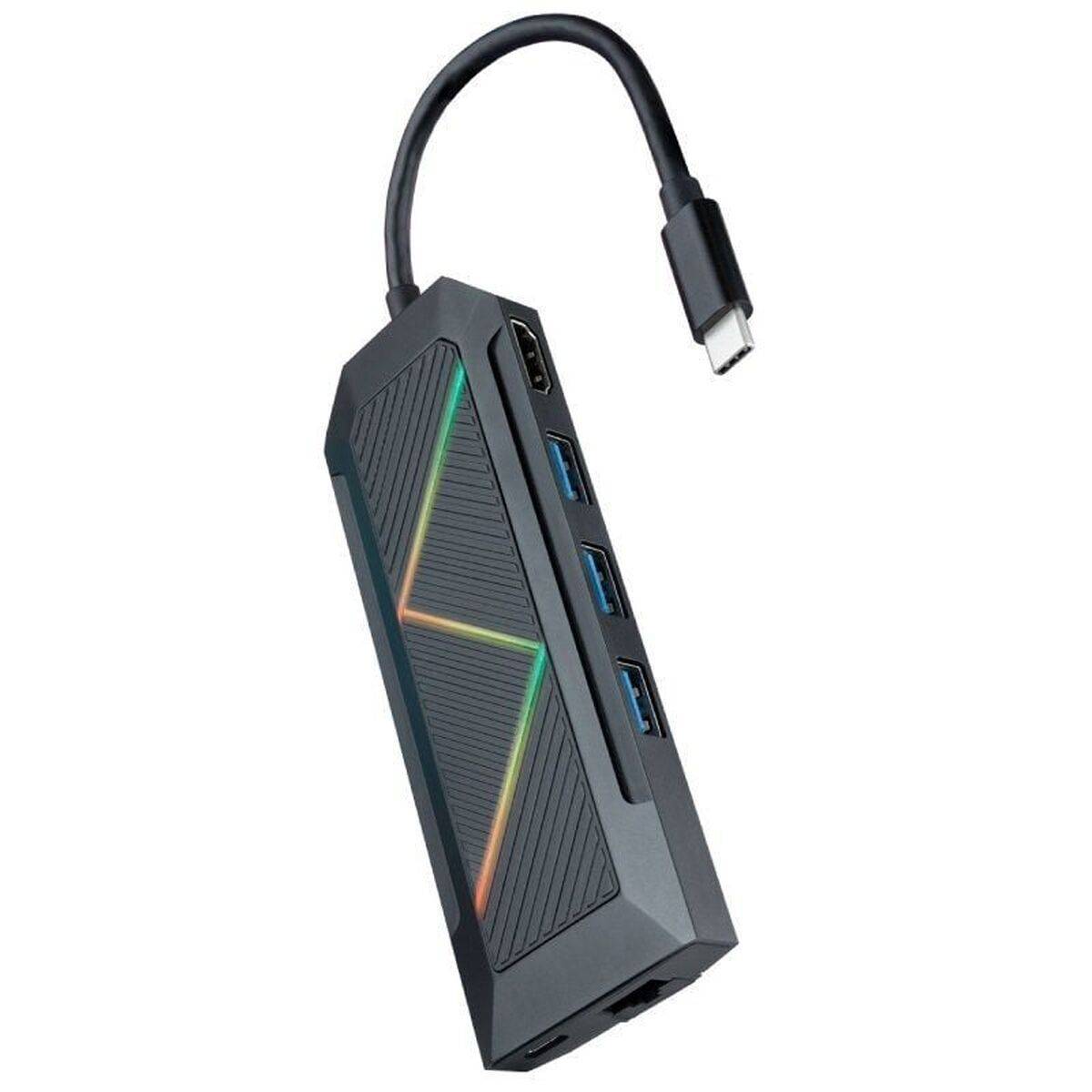 Hub USB-C NANOCABLE 10.16.0801 Negro 100 W