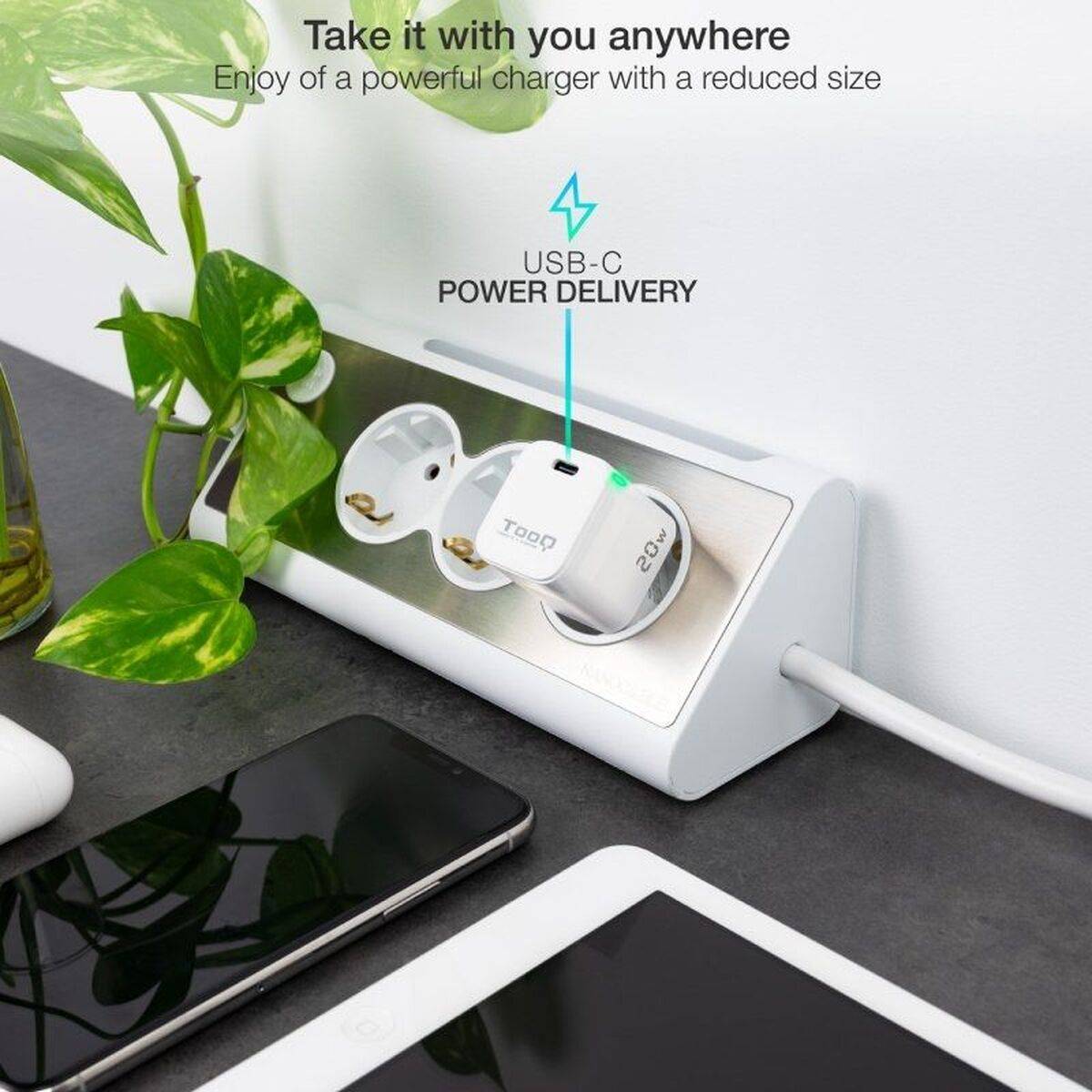 Cargador de Pared TooQ TQWC-PD20WT Blanco 20 W