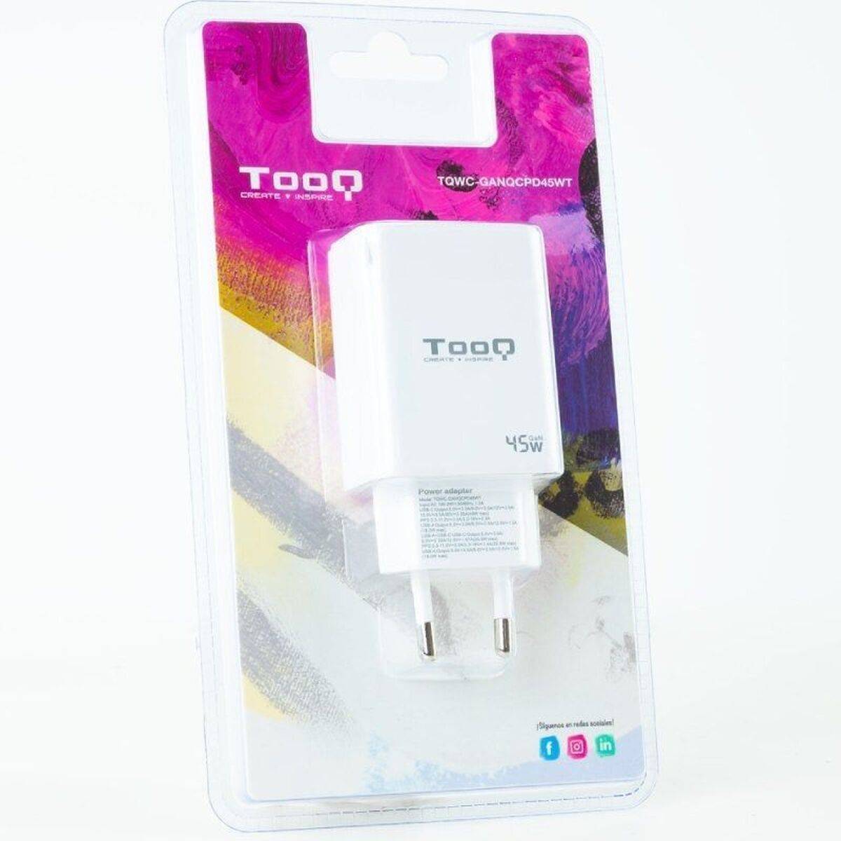 Cargador de Pared TooQ TQWC-GANQCPD45WT Blanco 45 W