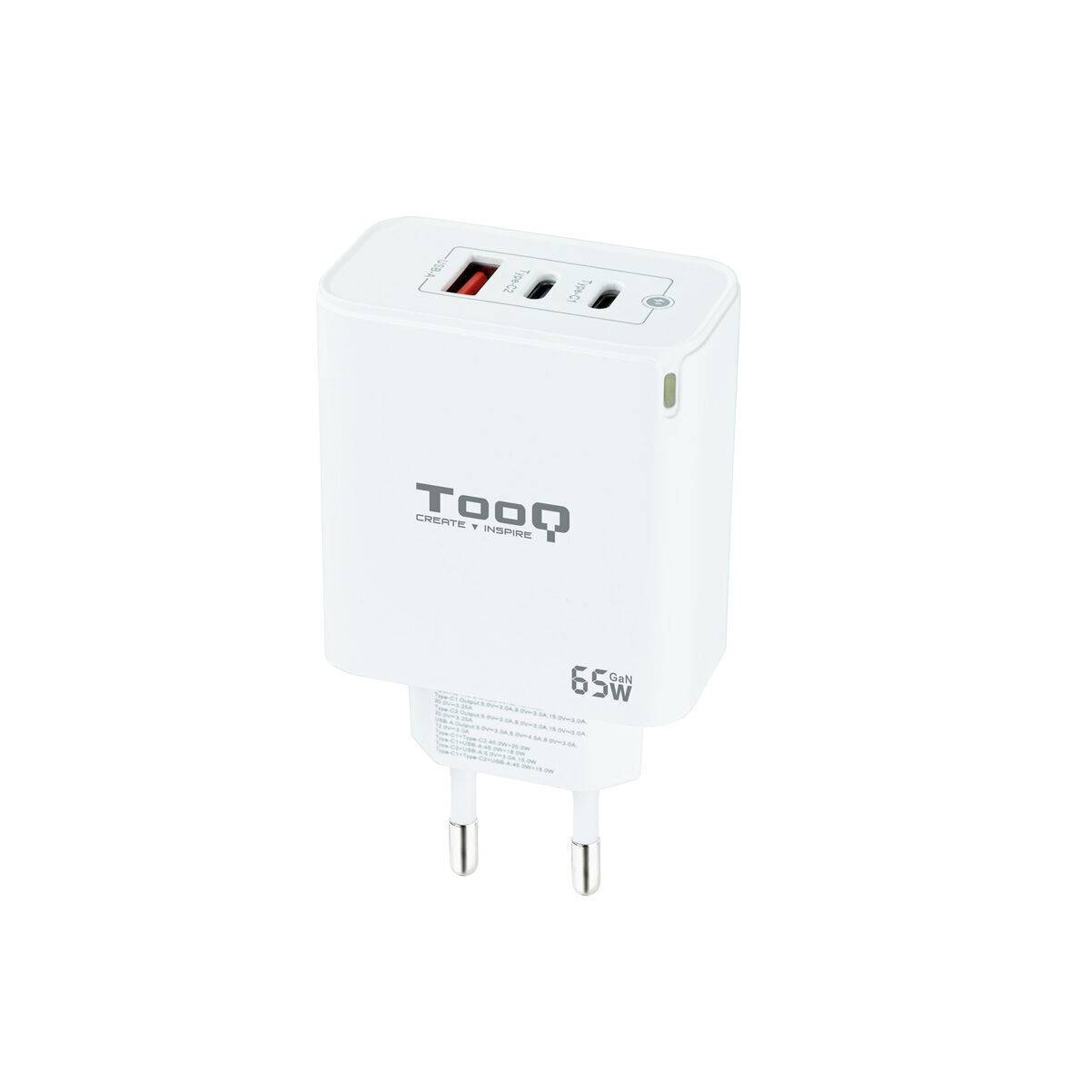 Cargador de Pared TooQ TQWC-GANQC2PD65WT Blanco 65 W