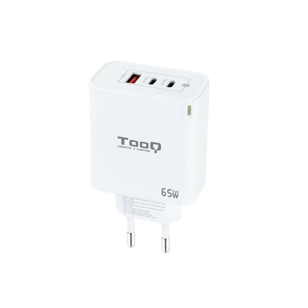 Cargador de Pared TooQ TQWC-GANQC2PD65WT Blanco 65 W