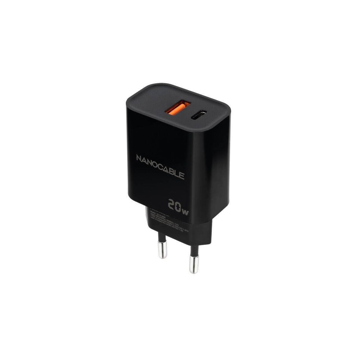 Cargador de Pared NANOCABLE 10.10.2008 Negro 20 W
