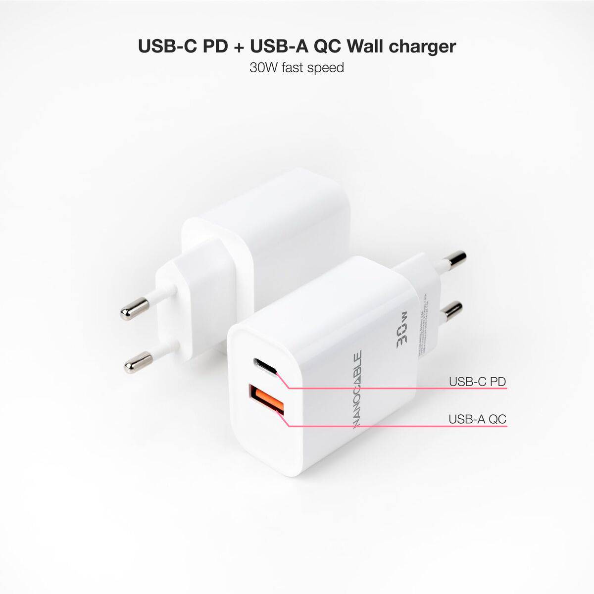 Cargador de Pared NANOCABLE 10.10.2011 Blanco 30 W
