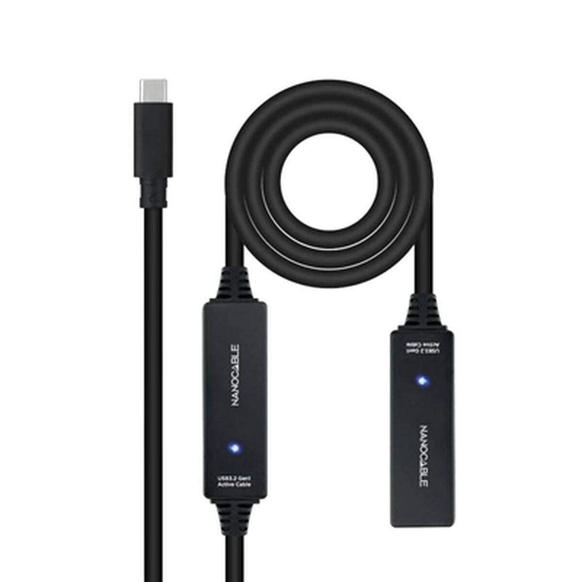 Cable USB NANOCABLE Cable USB 3.2 amplif. C/M-C/H 10 m Negro