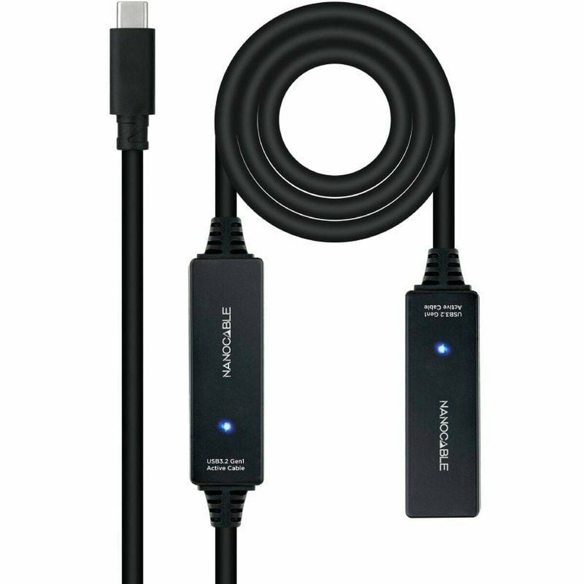 Cable USB NANOCABLE Cable USB 3.2 amplif. C/M-C/H 10 m Negro