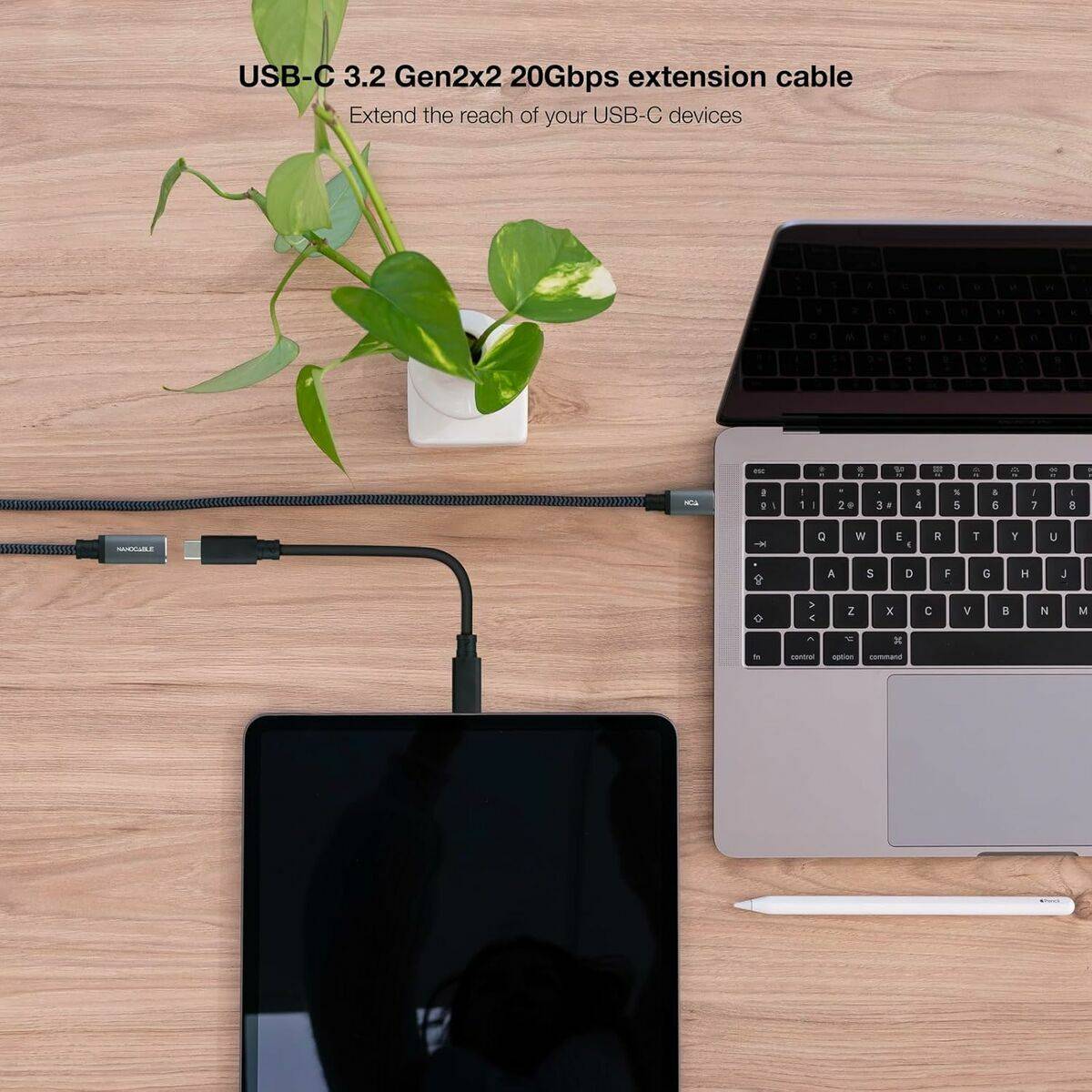 Cable USB NANOCABLE USB 3.2 GEN2x2 100W C/M-H Negro 1,5 m