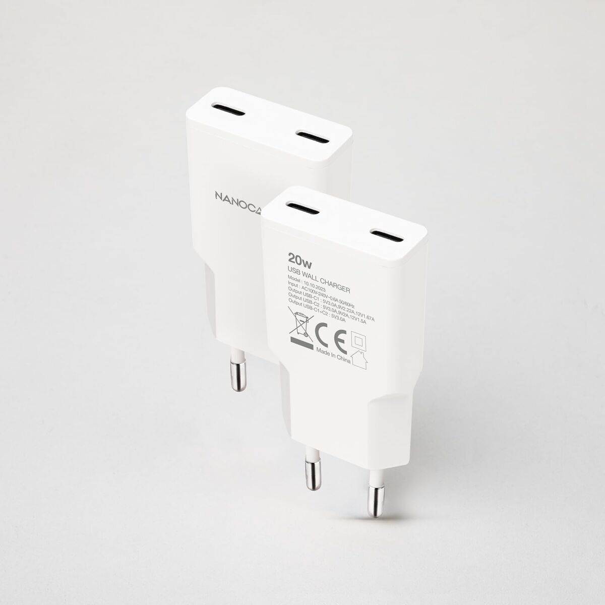 Cargador de Pared NANOCABLE 10.10.2023 Blanco 20 W