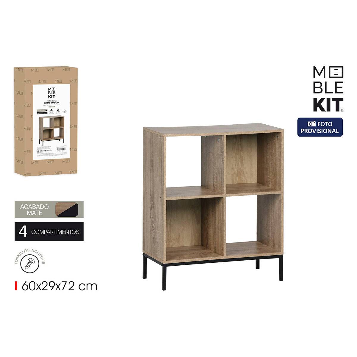 Estantería MobleKit Marrón Negro Madera Metal 60 x 29 x 72 cm
