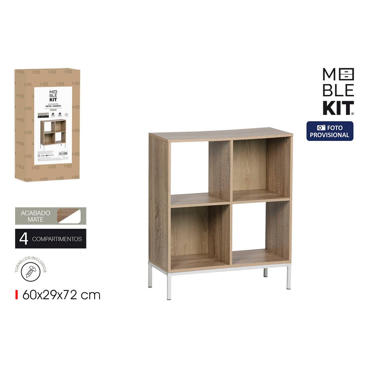 Estantería MobleKit Blanco Marrón Madera Metal 60 x 29 x 72 cm