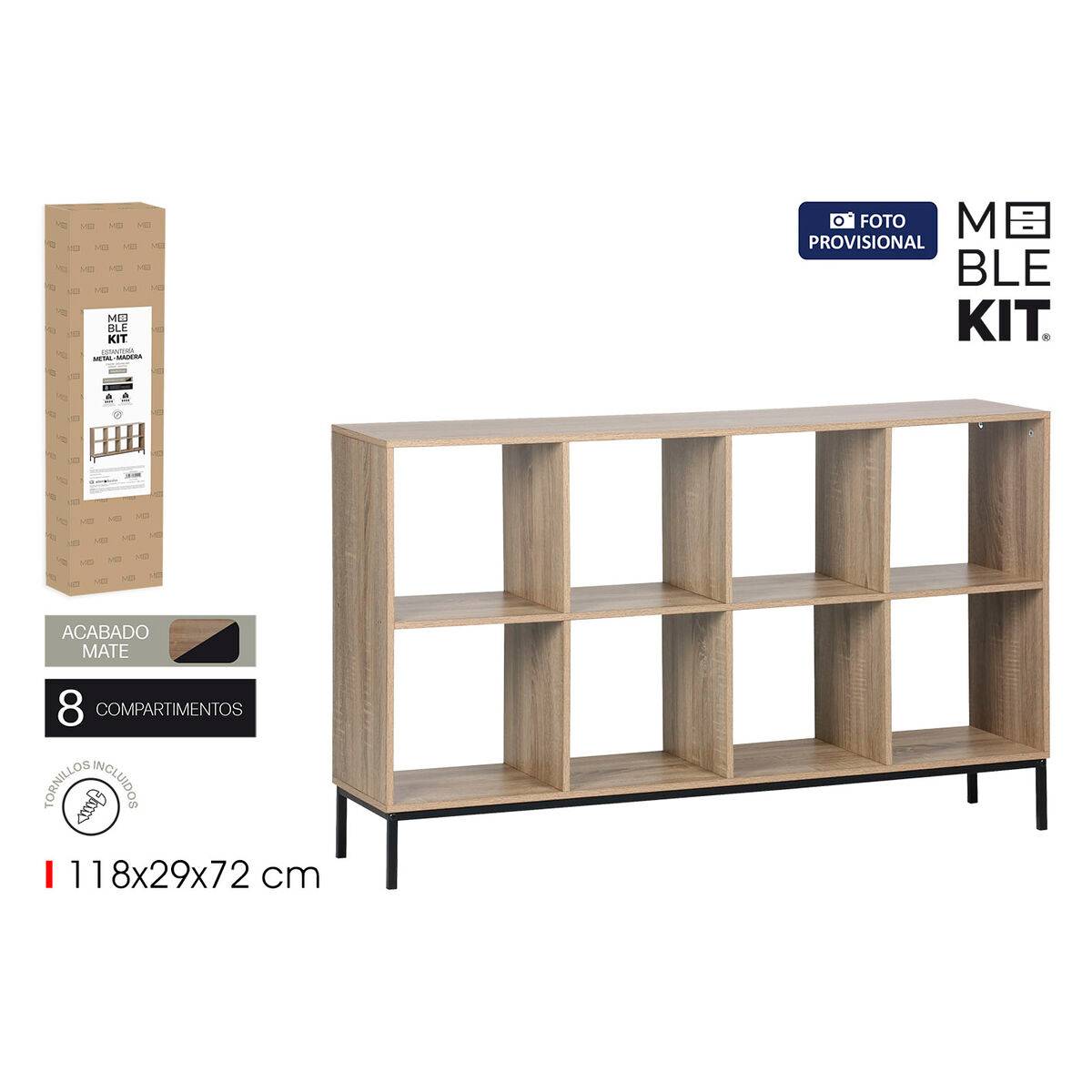 Estantería MobleKit Marrón Negro Madera Metal 118 x 29 x 72 cm