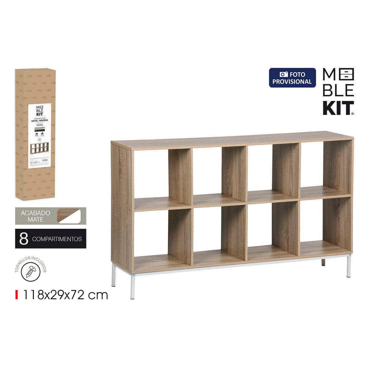 Estantería MobleKit Blanco Marrón Madera Metal 118 x 29 x 72 cm