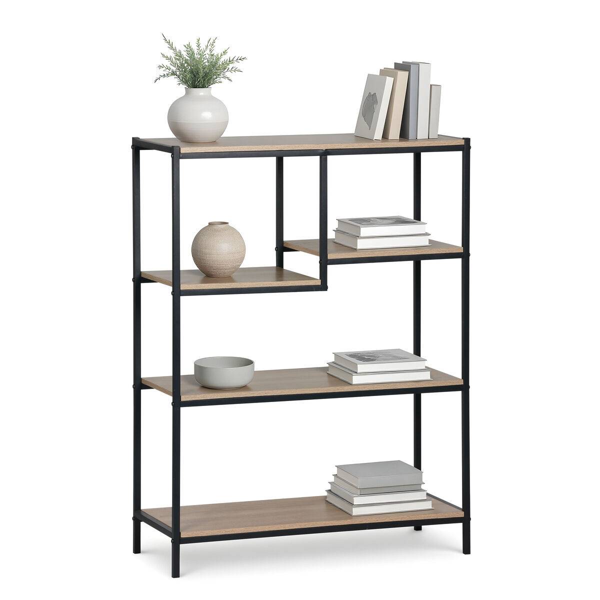 Estantería MobleKit Marrón Negro Madera Metal 75 x 30 x 100 cm