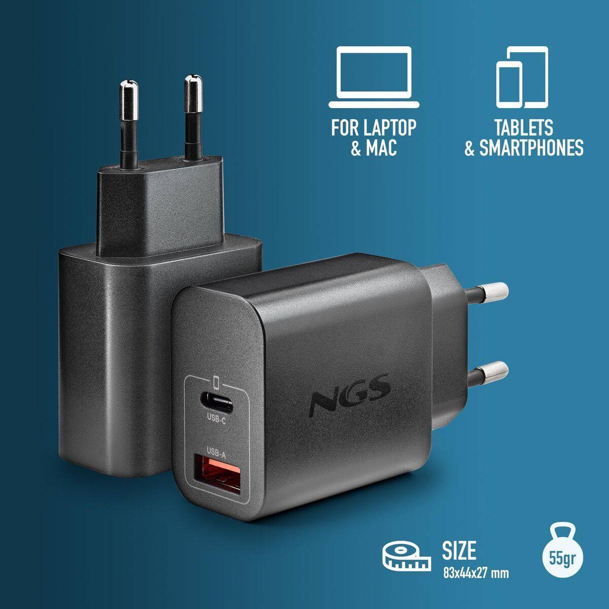 Cargador para Portátil NGS ERA30WBLACK Negro 30 W