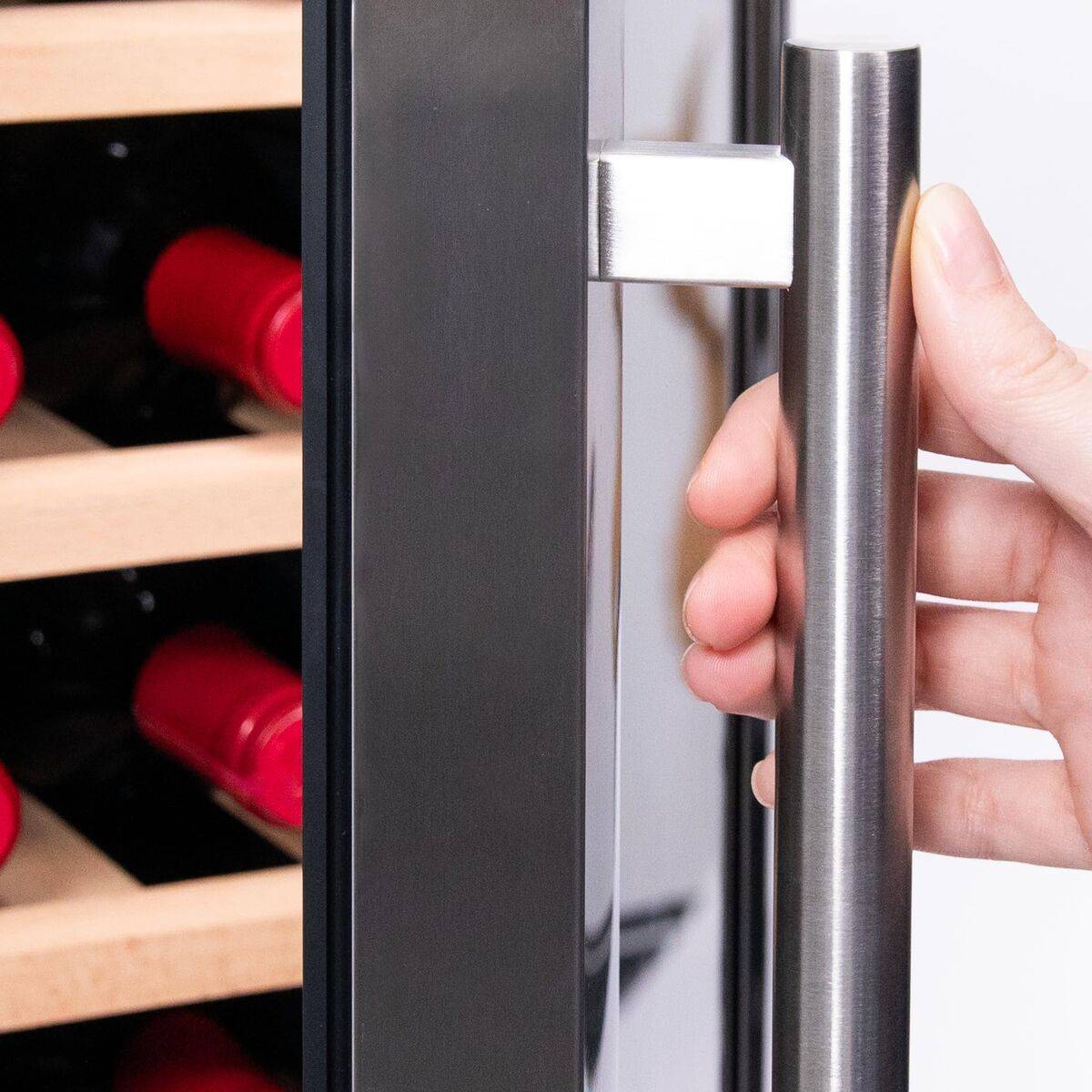 Cecotec Vinoteca GrandSommelier 1250 12 botellas LED cristal negro estantes madera display táctil