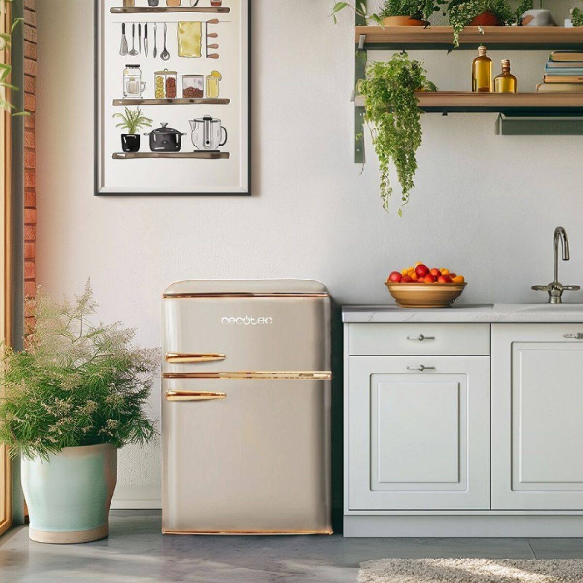 Frigorífico Cecotec Bolero CoolMarket 2D Origin 86 Beige E Beige Independiente