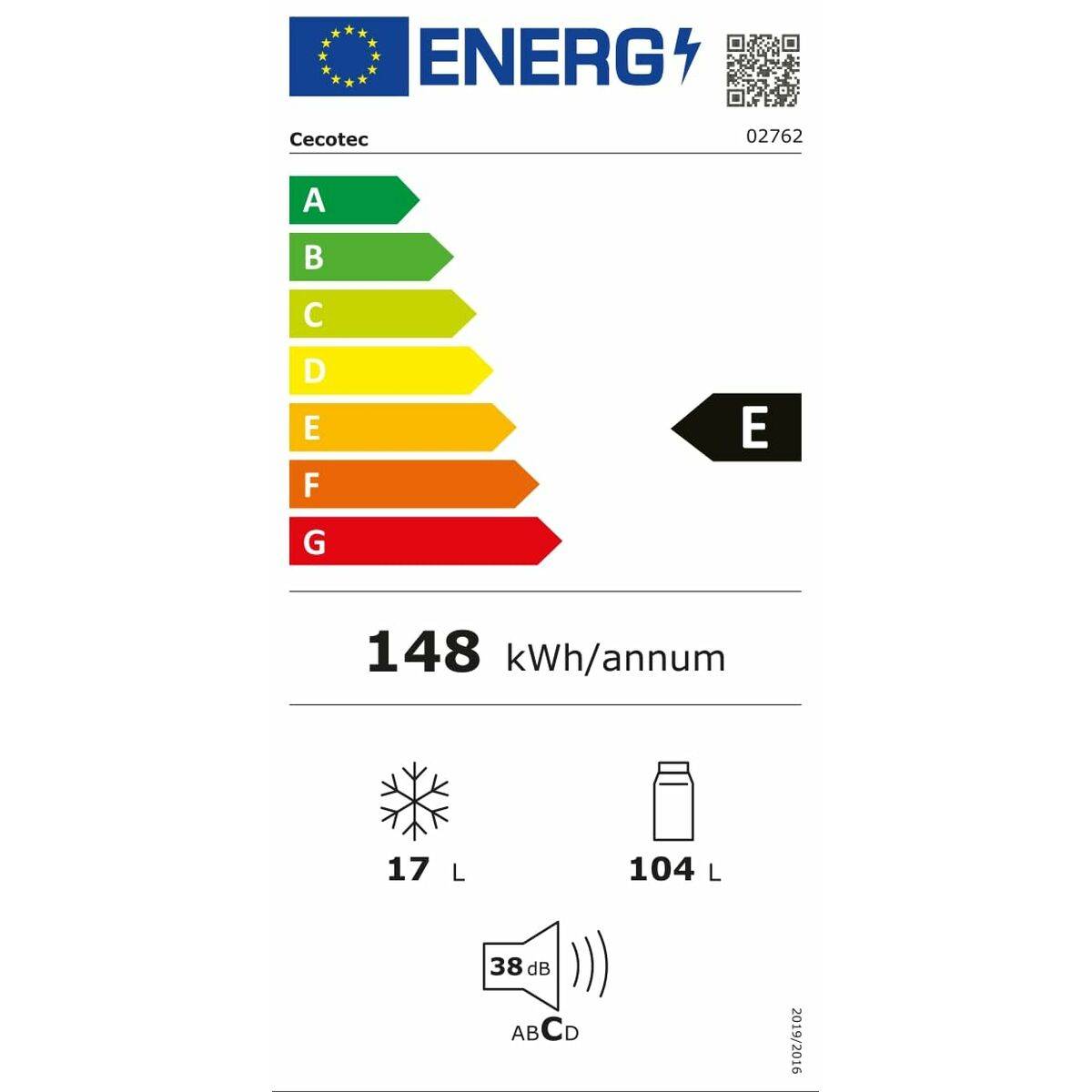 Cecotec Mini Nevera Integrable 121 L Blanco Bolero CoolMarket TT BI 121 E Clase E