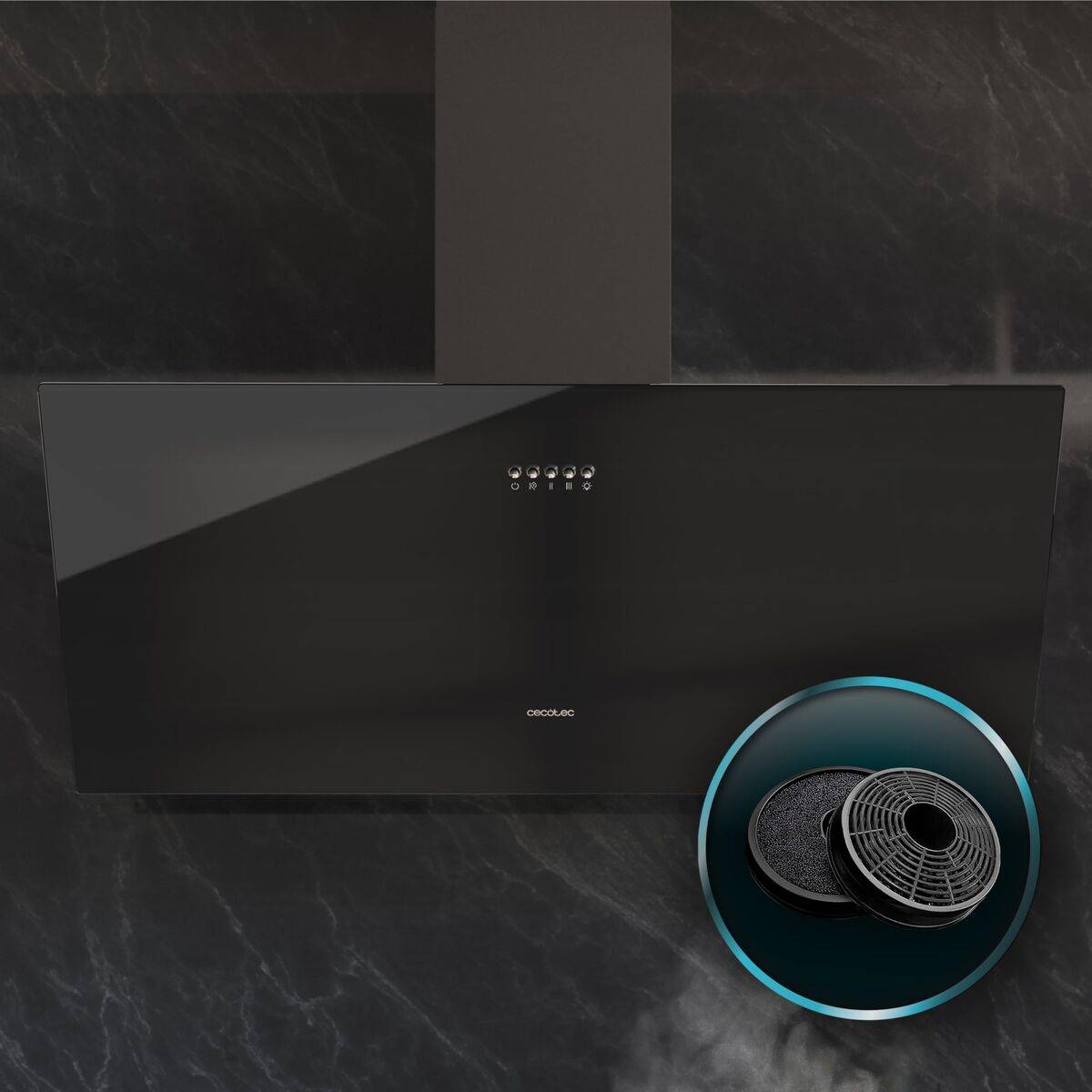 Cecotec Campana Convencional 90 cm Bolero Flux DM 906500 Glass Negra A LED