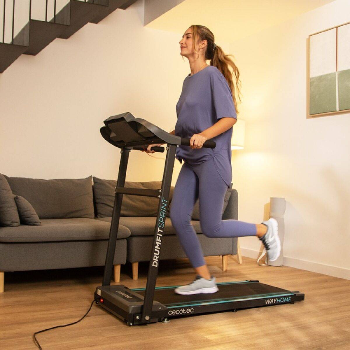 Cecotec Cinta de Correr Plegable con Pantalla LCD y Pulsómetro DrumFit WayHome 1000 Sprint