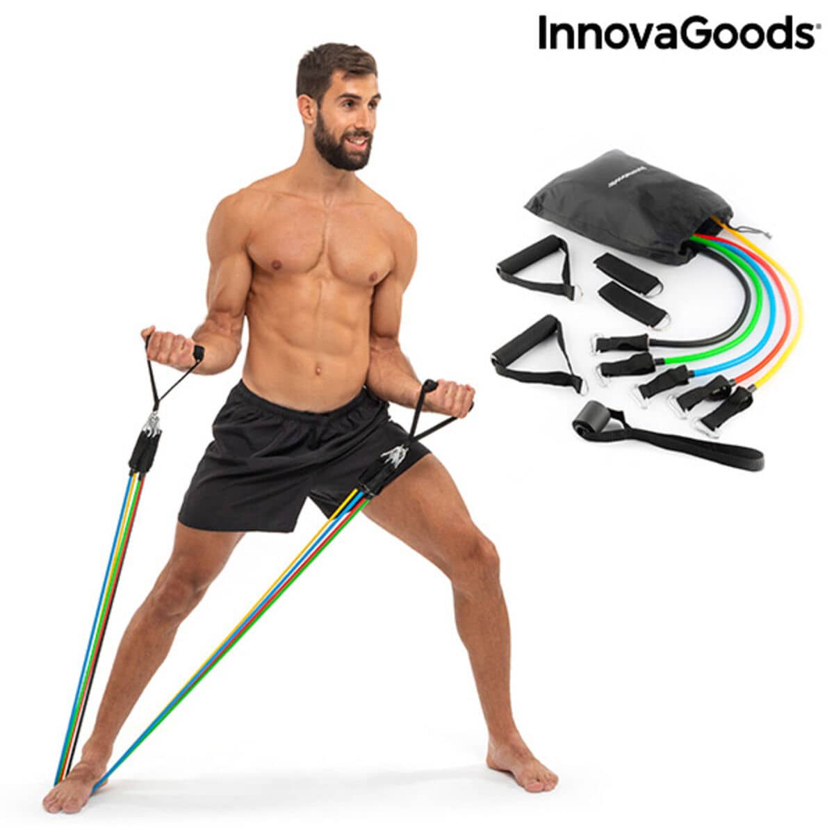 Set de Bandas de Resistencia con Accesorios y Guía de Ejercicios Rebainer InnovaGoods Látex (Reacondicionado A)