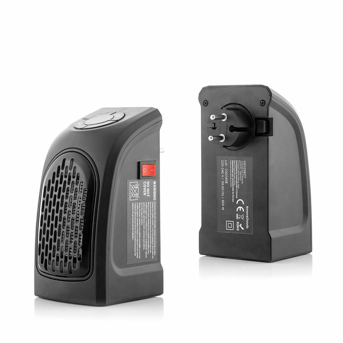 Mini Calefactor de Enchufe Portátil InnovaGoods Negro 400 W (Reacondicionado A)