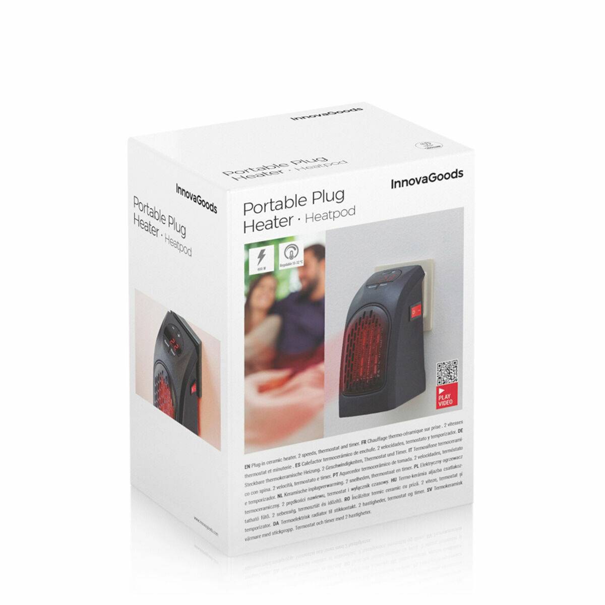 Mini Calefactor de Enchufe Portátil InnovaGoods Negro 400 W (Reacondicionado A)