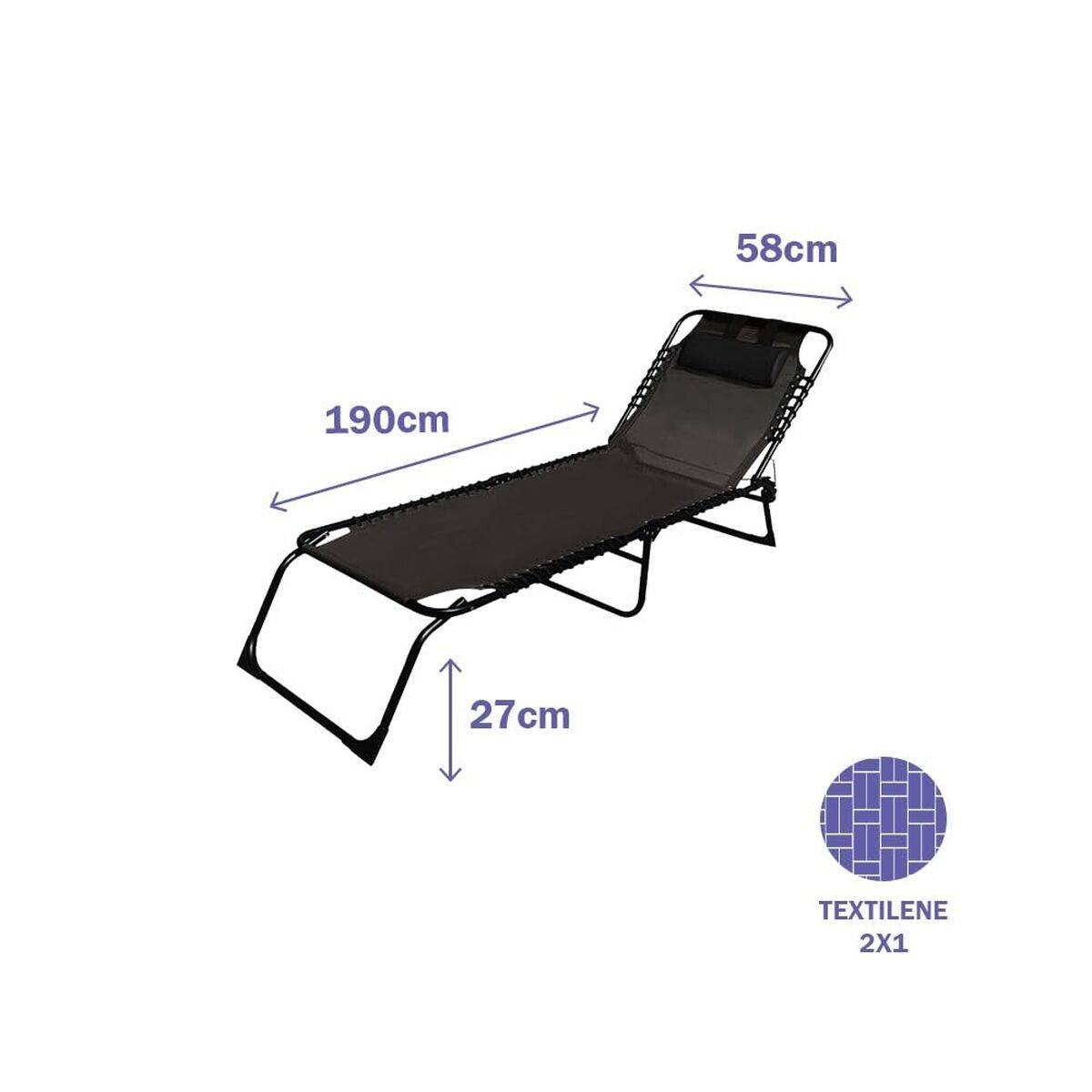 Tumbona Marbueno Negro 190 x 27 x 58 cm