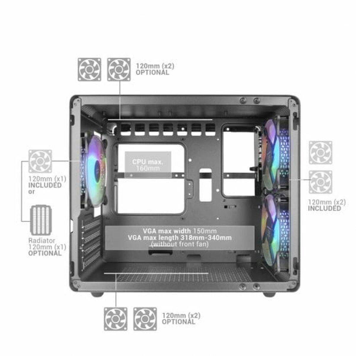Caja Semitorre ATX Mars Gaming MC400 Blanco Negro