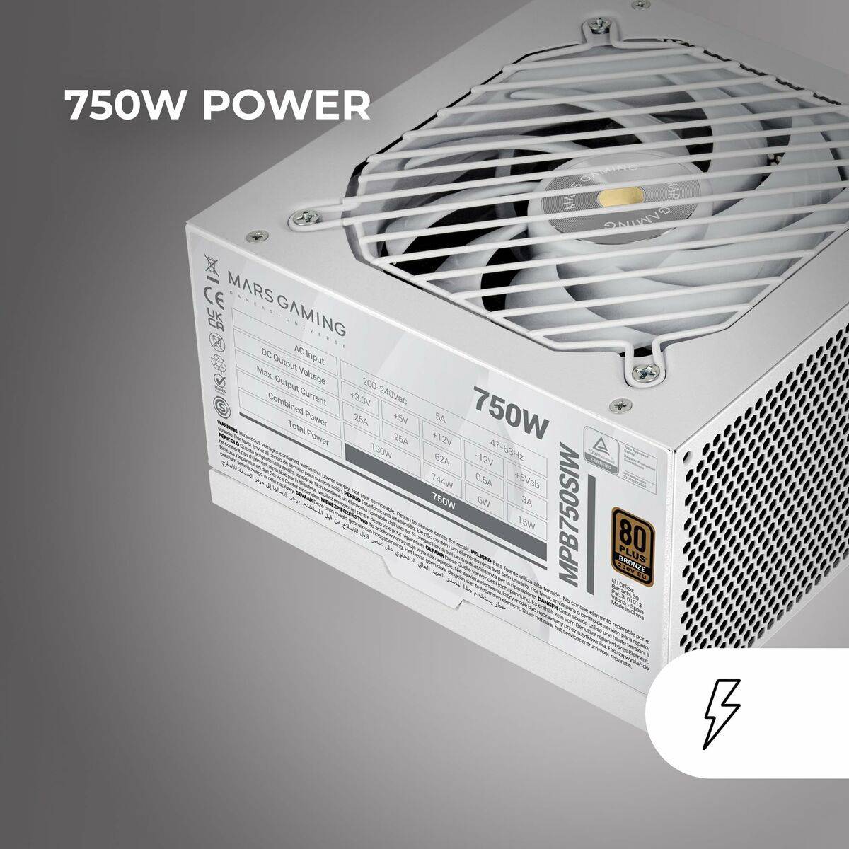Fuente de Alimentación Mars Gaming PSU 750W ATX 750 W 6 W 130 W 80 Plus Bronze